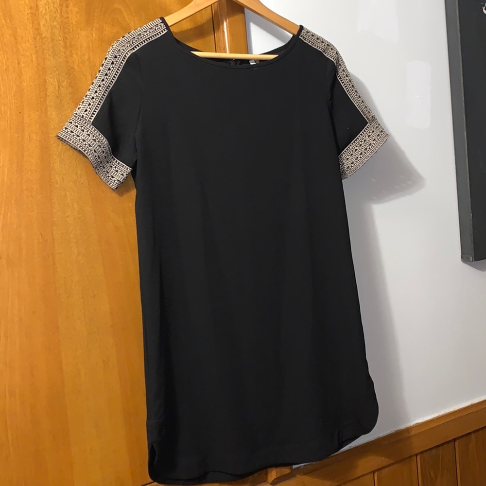 Black Dress with Embroidered Sleeves